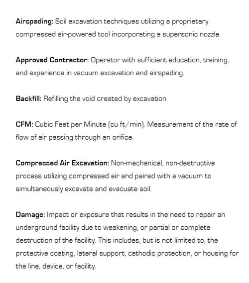 AirSpade Utility Glossary