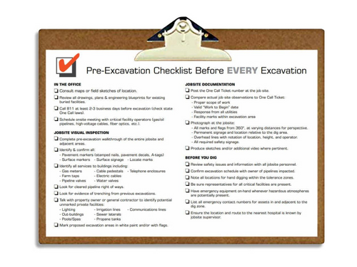 Pre-Excavation Checklist